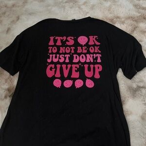 SHEIN Black T-Shirt with Pink Graphic